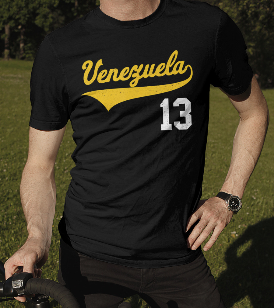 Venezuela Vintage Baseball Script Number 13 T-Shirt