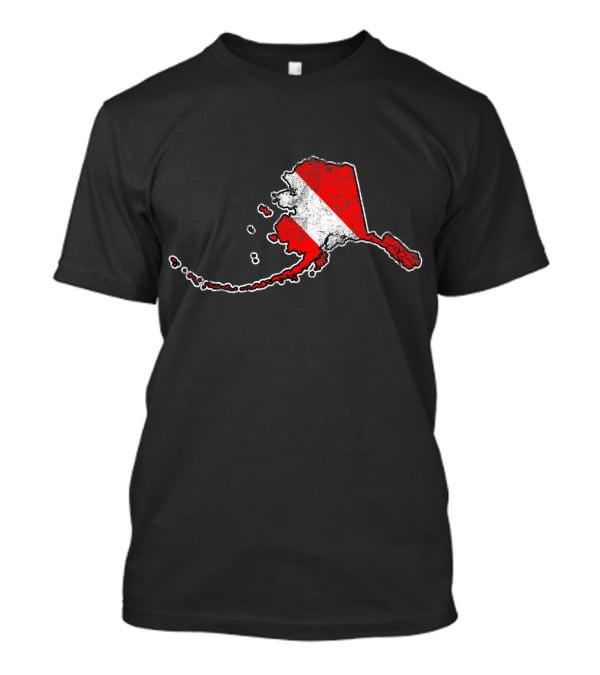 Vintage Alaska Map Scuba Dive Flag Motif T-Shirt