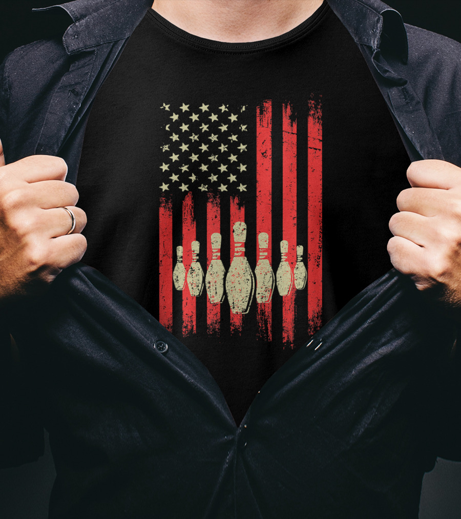 Vintage American Flag Bowling Pins Classic T-Shirt