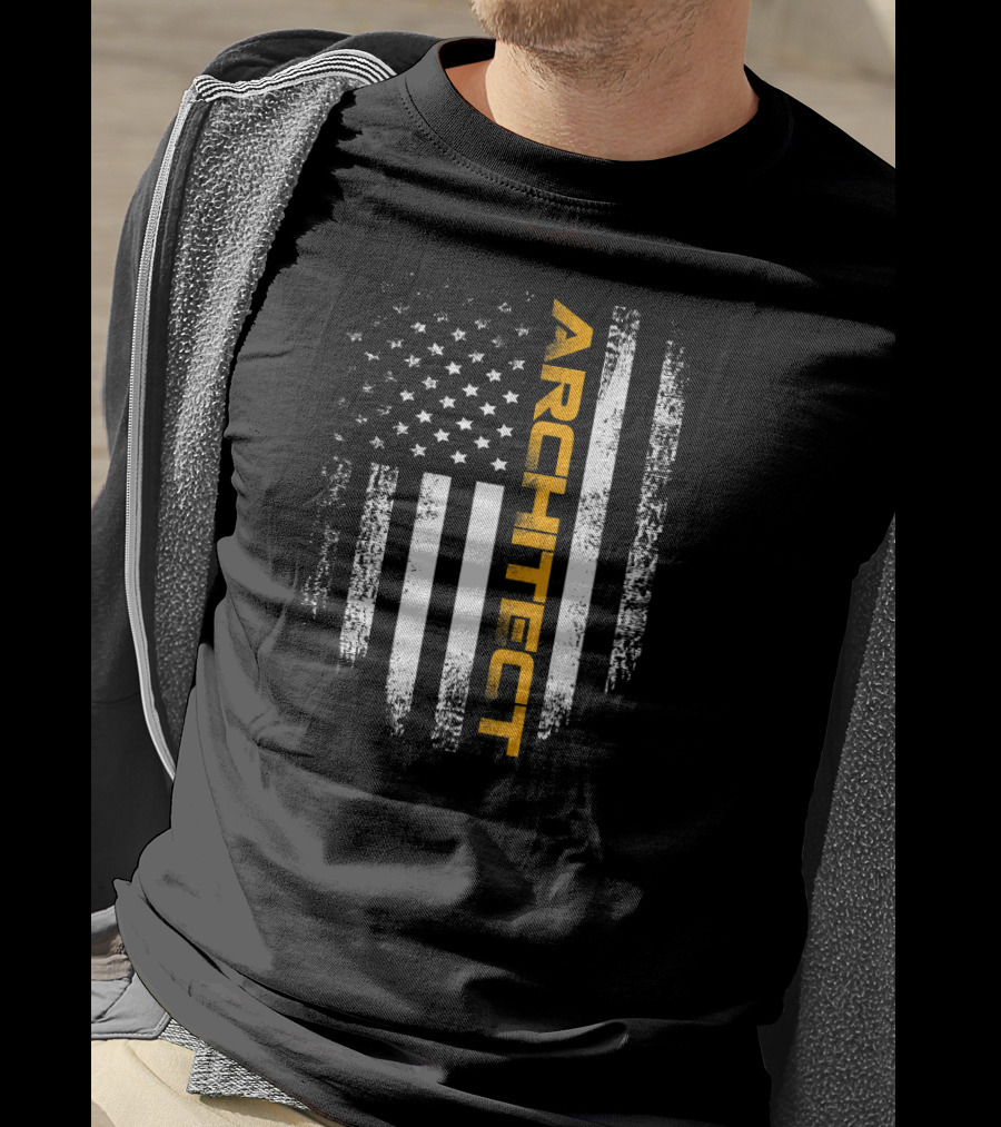 Vintage American USA Flag Architect T-Shirt
