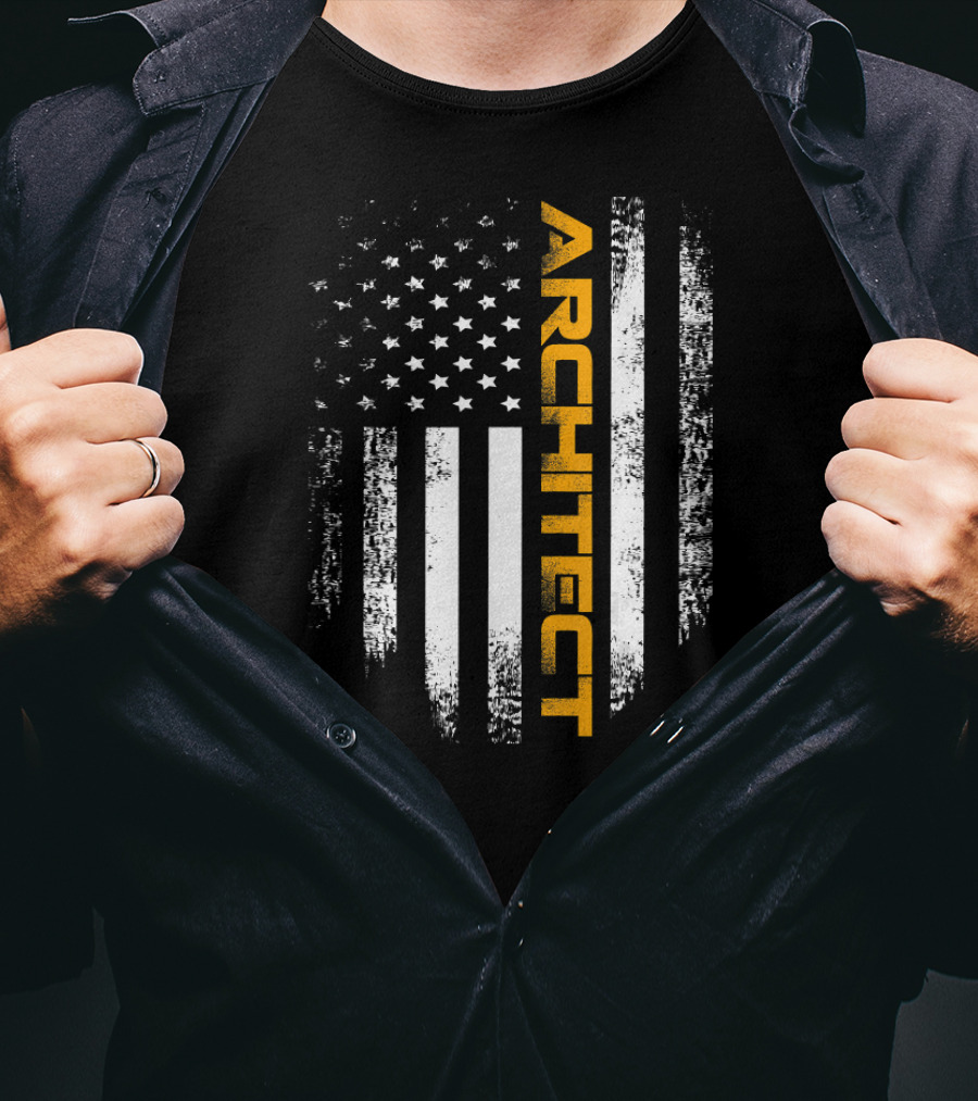 Vintage American USA Flag Architect T-Shirt