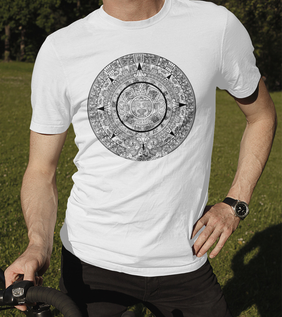 Vintage Aztec Calendar Archeology Circular Stone T-Shirt
