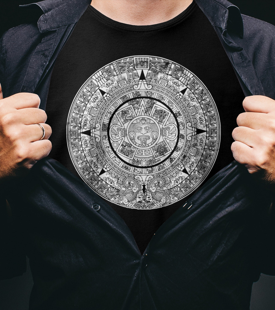 Aztec Calendar Vintage Archeology Stud T-Shirt