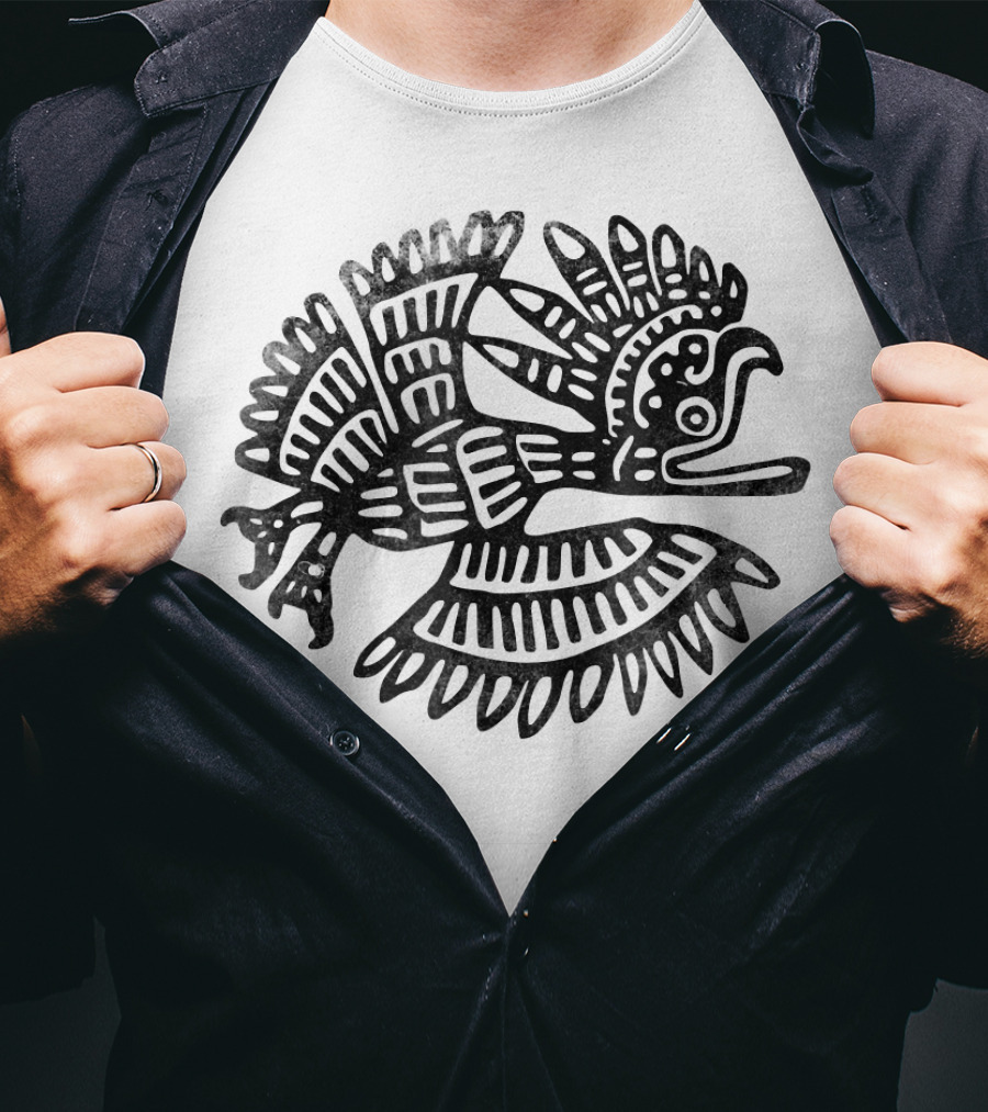 Vintage Aztec Drawing Bird Archeology T-Shirt