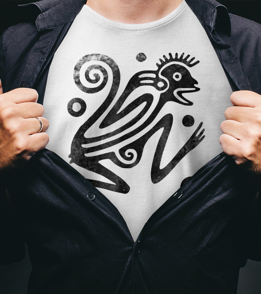 Ancient Aztec Style Monkey Archeology Vintage Drawing T-Shirt