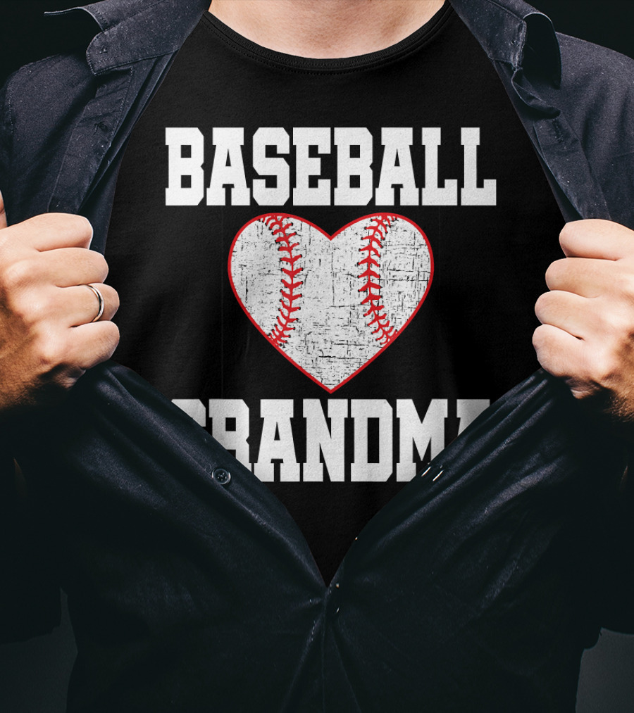 Baseball Grandma Vintage Heart T-Shirt