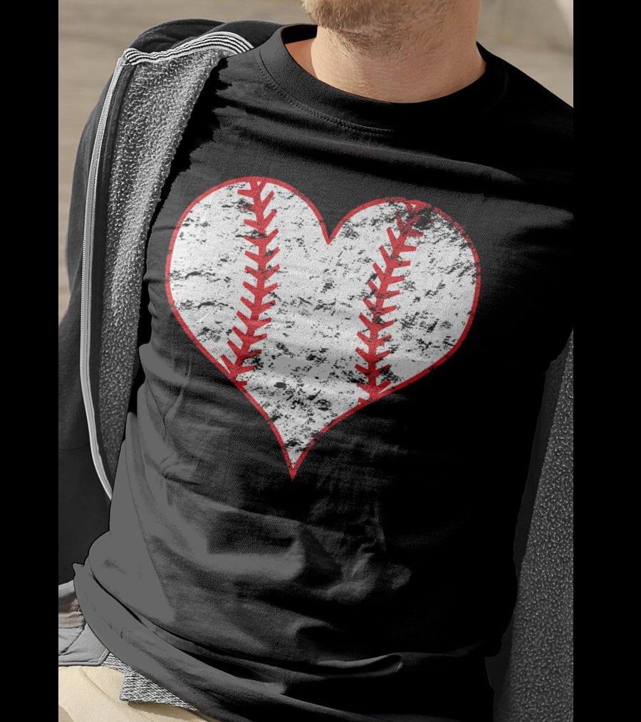 Vintage Heart Shaped Baseball Love T-Shirt
