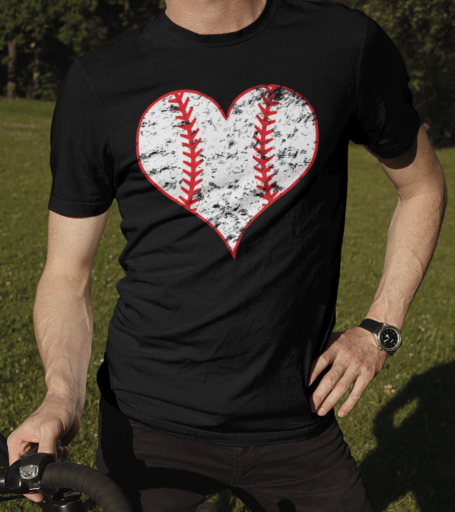 Vintage Heart Shaped Baseball Love T-Shirt