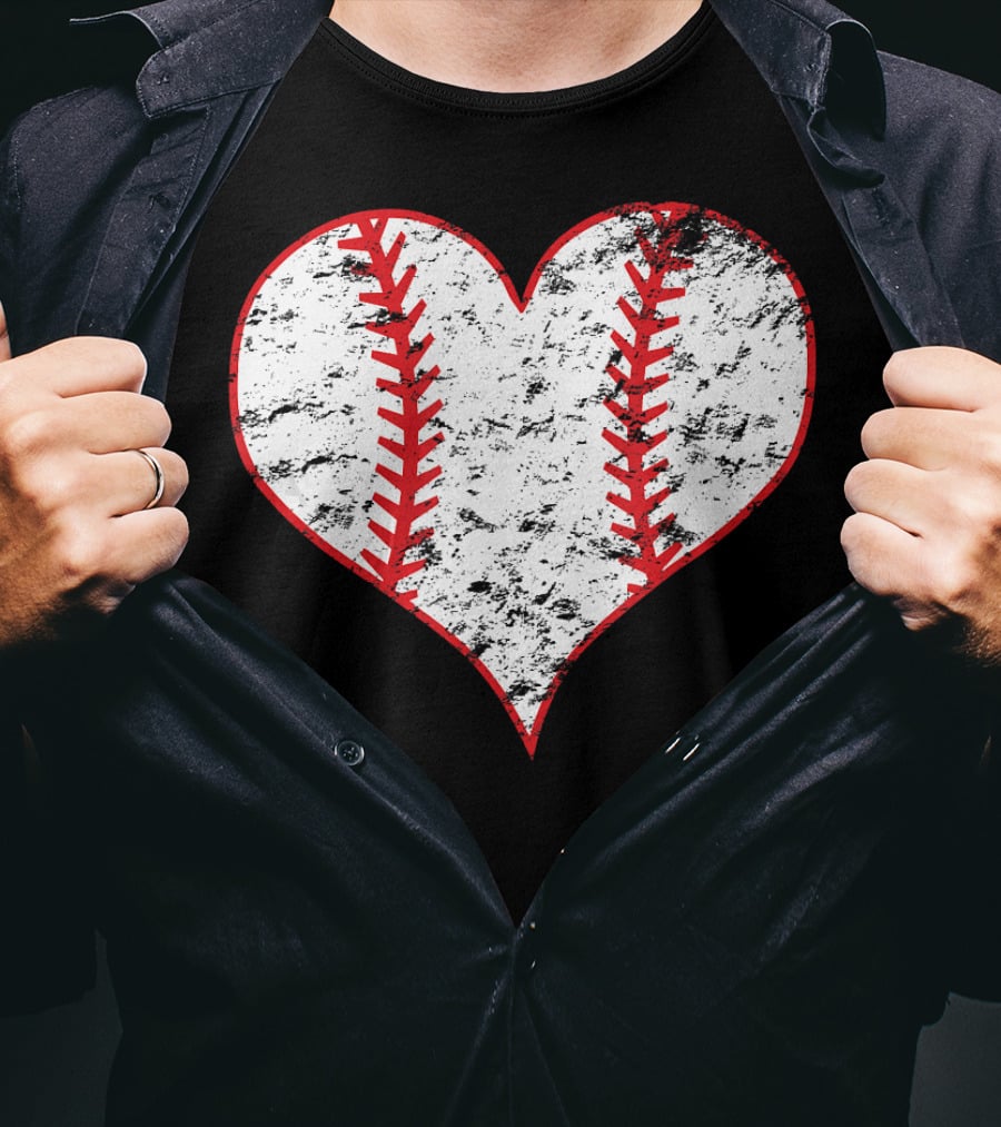 Vintage Heart Shaped Baseball Love T-Shirt