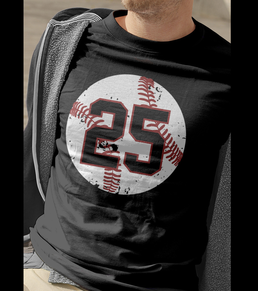 Vintage Baseball Number 25 Circle Pattern Cool Sof T-Shirt
