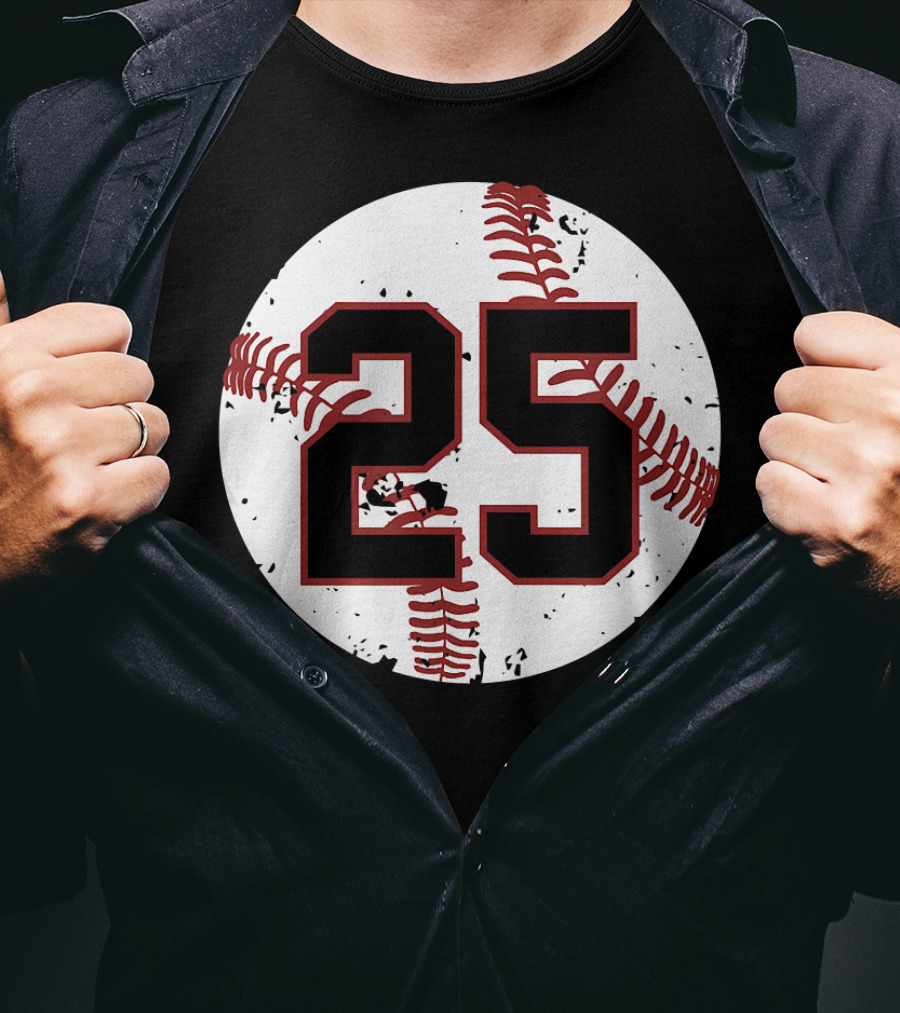 Vintage Baseball Number 25 Circle Pattern Cool Sof T-Shirt