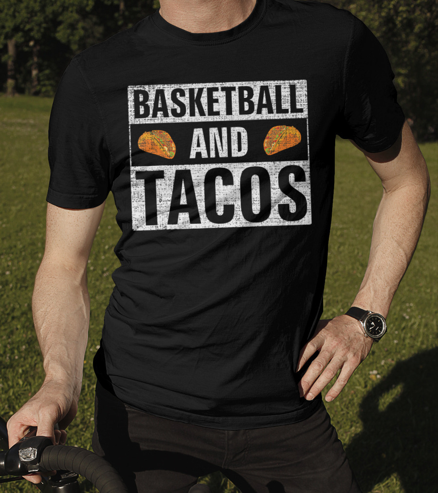 Basketball And Tacos Vintage Style With Taco Icons T-Shirt