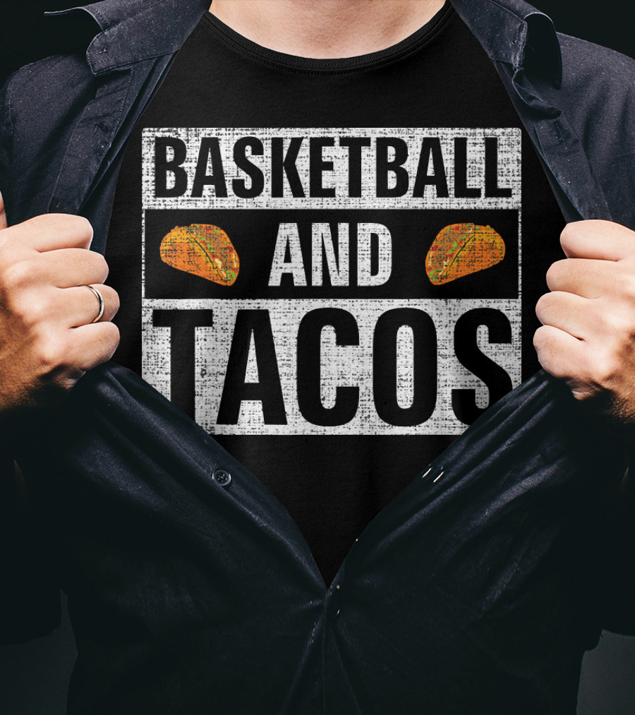 Basketball And Tacos Vintage Style With Taco Icons T-Shirt