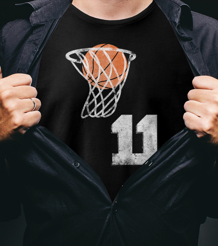 Basketball Hoop Swish Number 11 T-Shirt