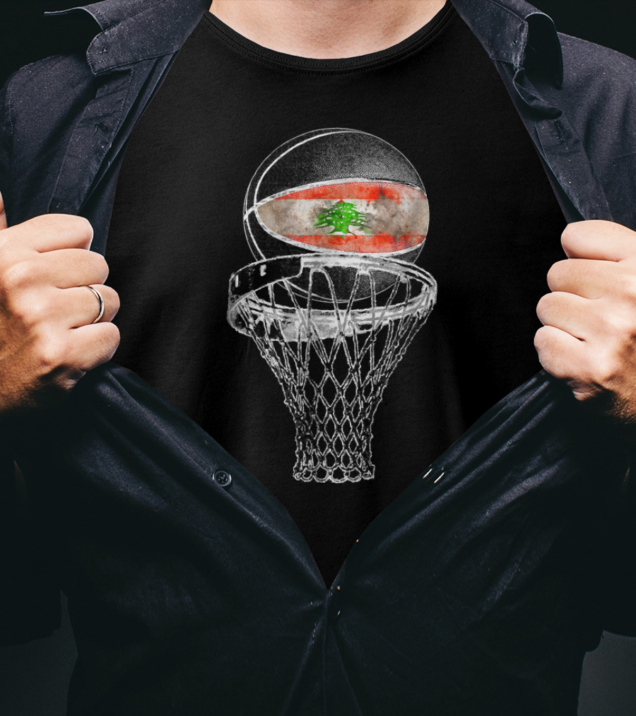 Vintage Lebanon Flag Basketball Net T-Shirt