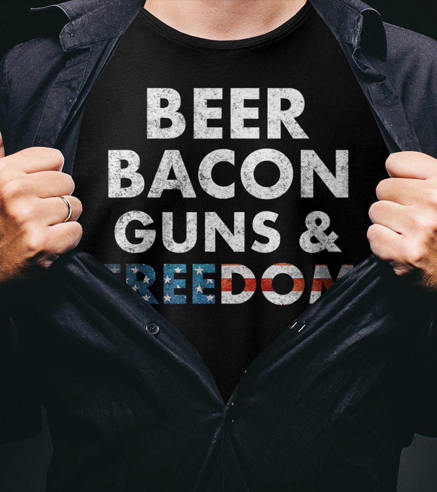 Beer Bacon Guns Freedom USA T-Shirt
