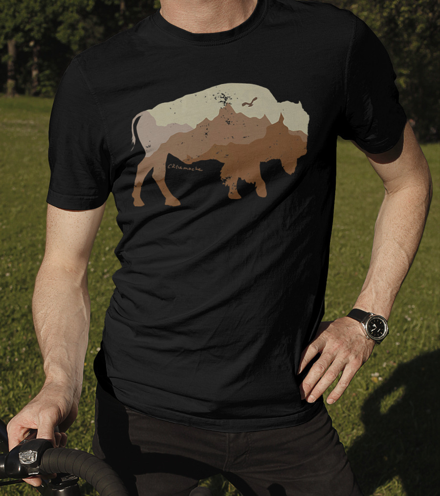 Vintage Bison Mountains Eagle Outdoor Cetanluta T-Shirt