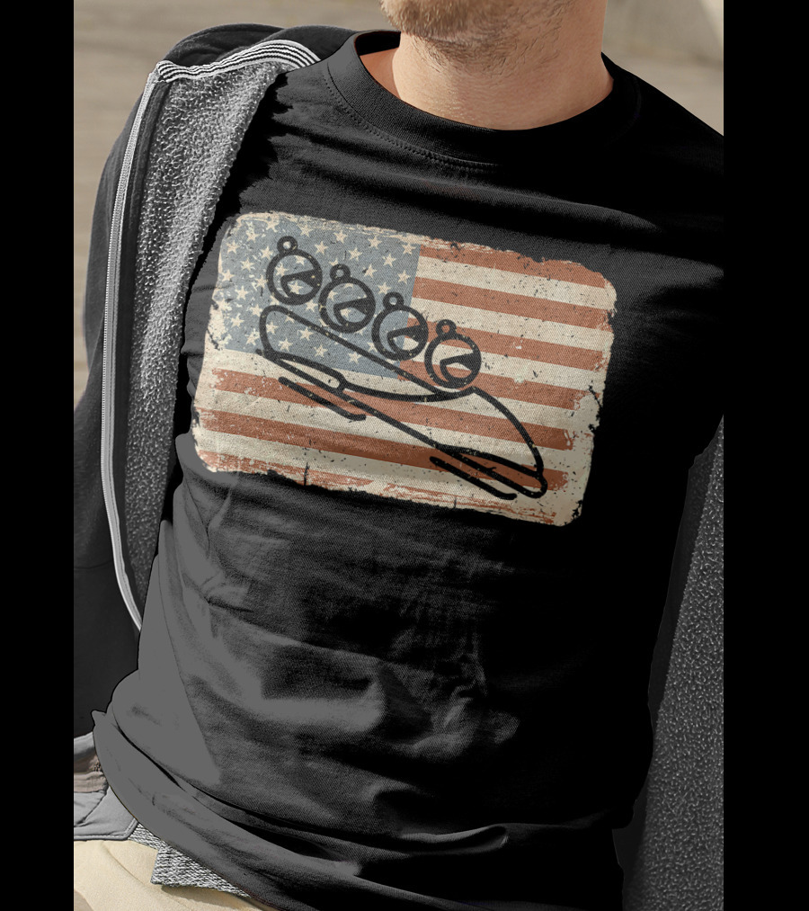Vintage Bobsled Team On Distressed American Flag Background T-Shirt