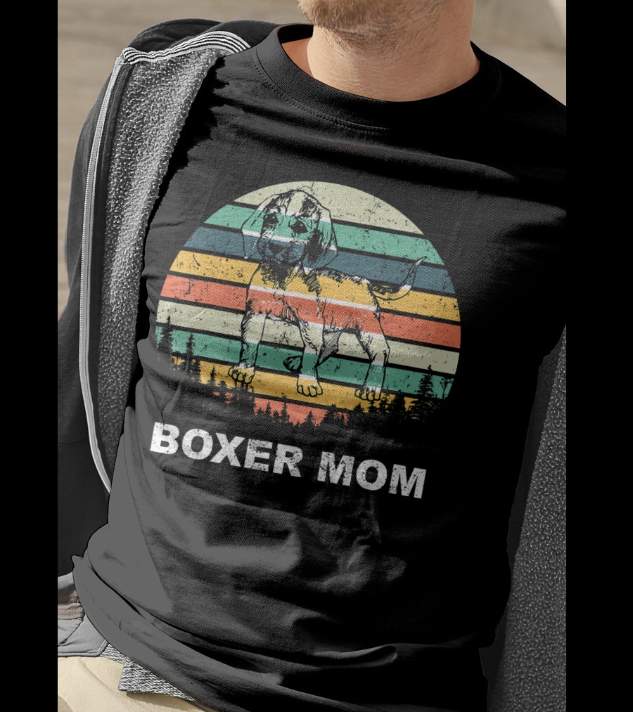 Boxer Mom Vintage Sunset Stripes T-Shirt