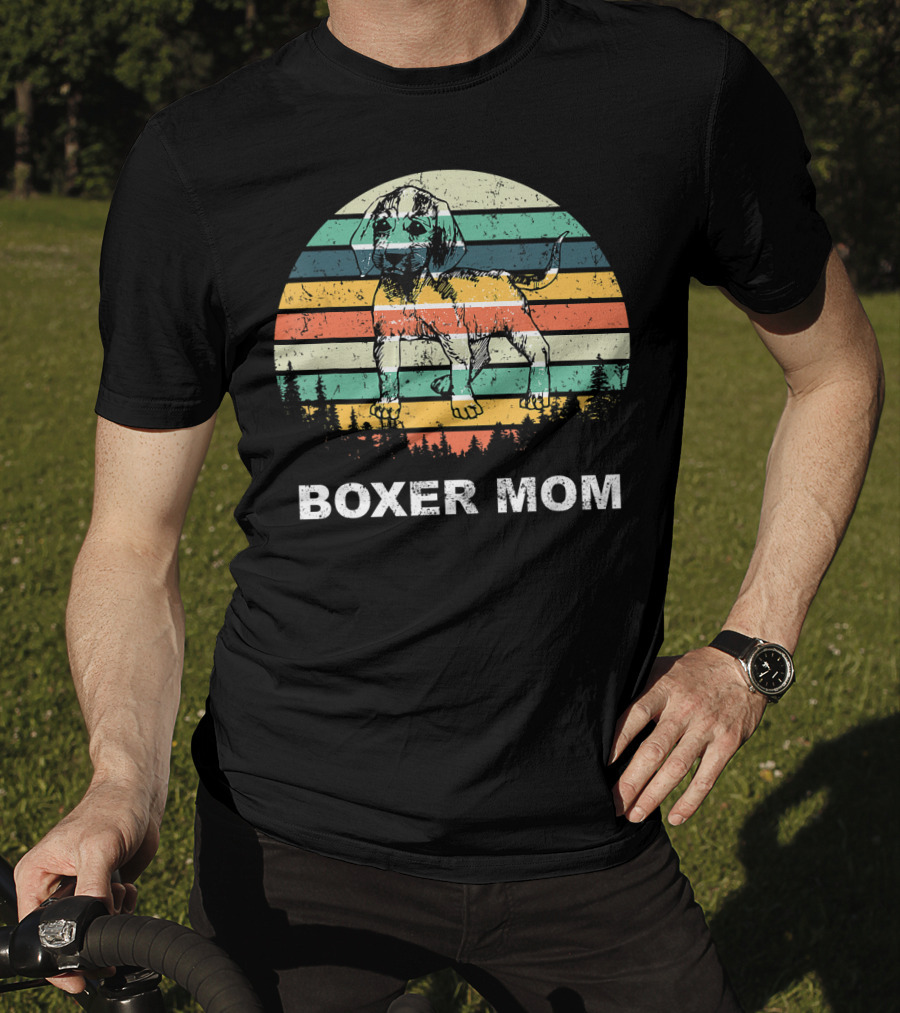 Boxer Mom Vintage Sunset Stripes T-Shirt