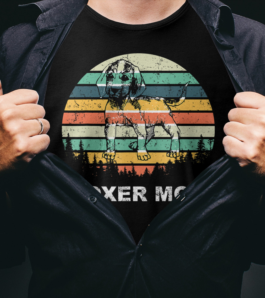 Boxer Mom Vintage Sunset Stripes T-Shirt