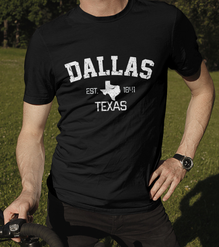 Vintage Dallas Texas Est. 1841 State Map T-Shirt