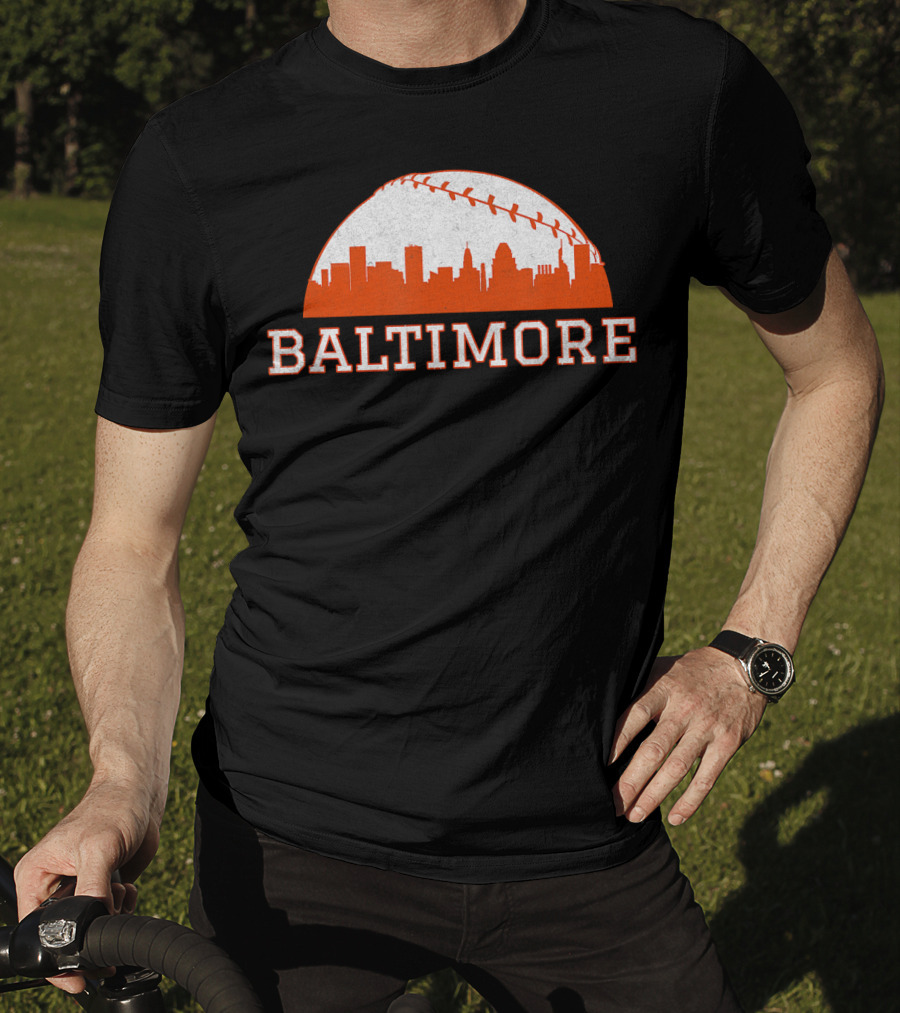 Baltimore Vintage Skyline With Baseball T-Shirt
