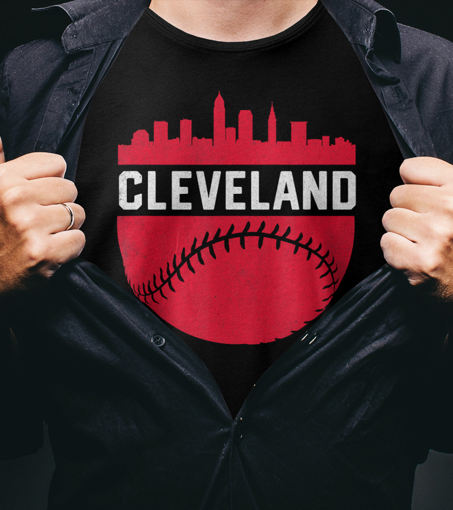 Cleveland Ohio Vintage Skyline Baseball T-Shirt
