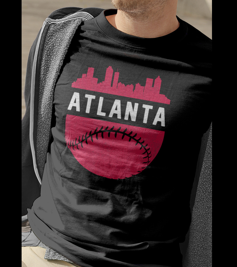 Atlanta Georgia Skyline Baseball Vintage T-Shirt