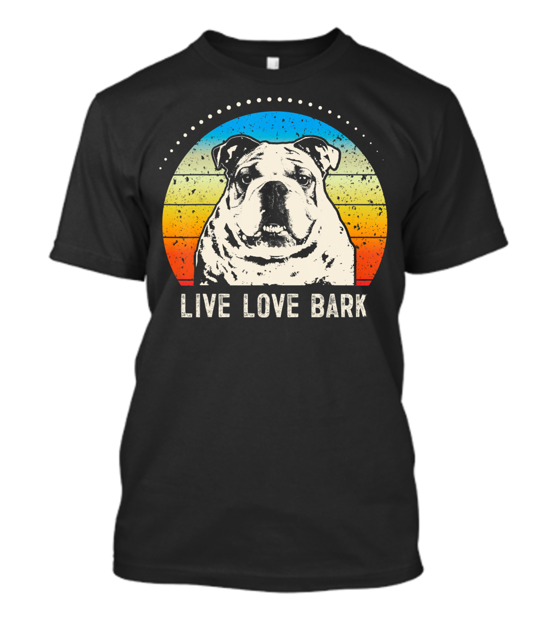 Live Love Bark Vintage English Bulldog Retro Sunset T-Shirt
