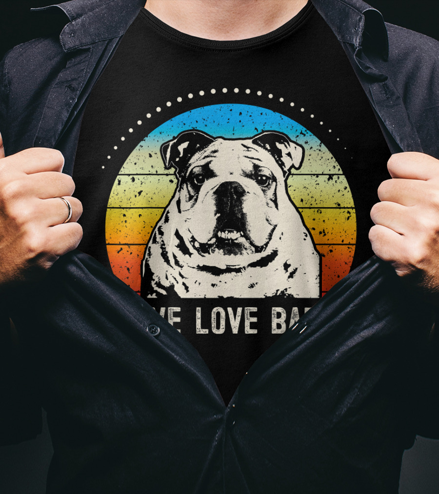 Live Love Bark Vintage English Bulldog Retro Sunset T-Shirt