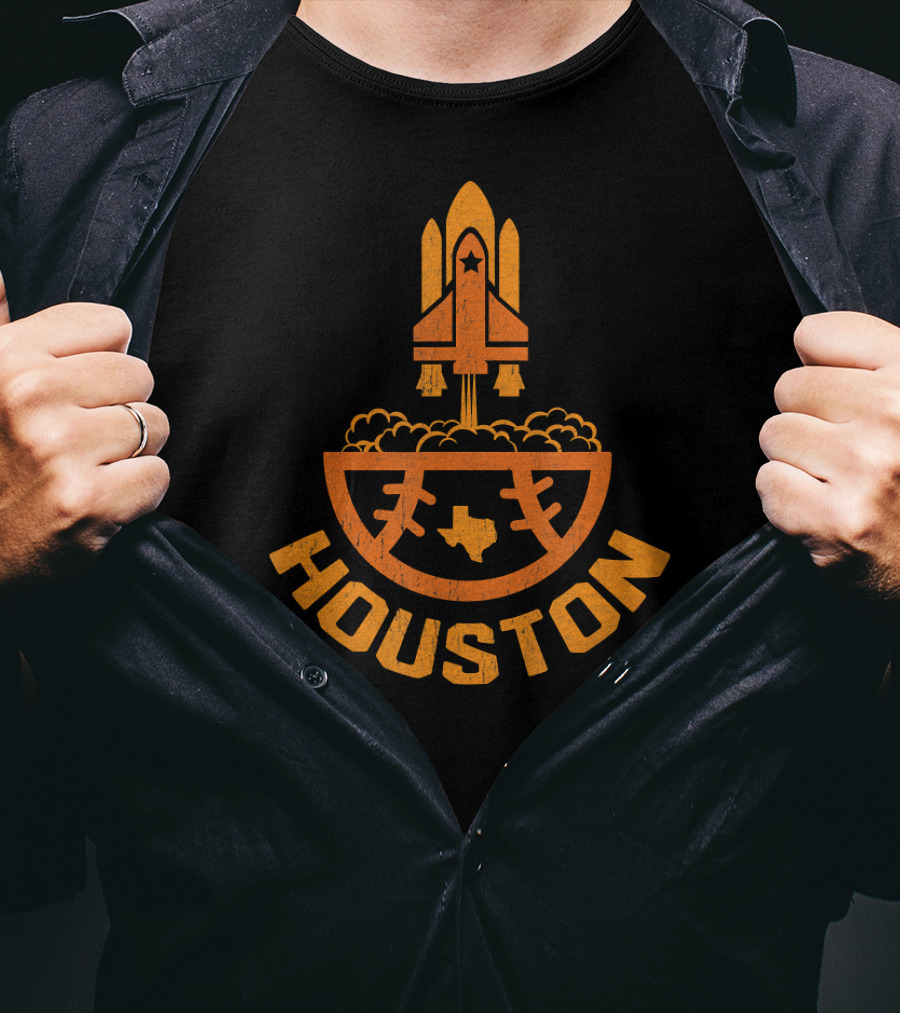 Houston Texas Baseball Space Shuttle Launch T-Shirt