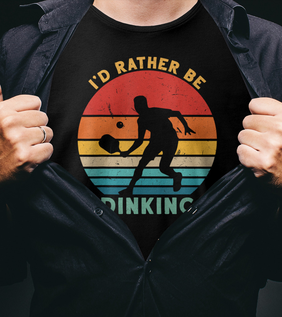 I'd Rather Be Dinking Vintage Pickleball Sunset T-Shirt