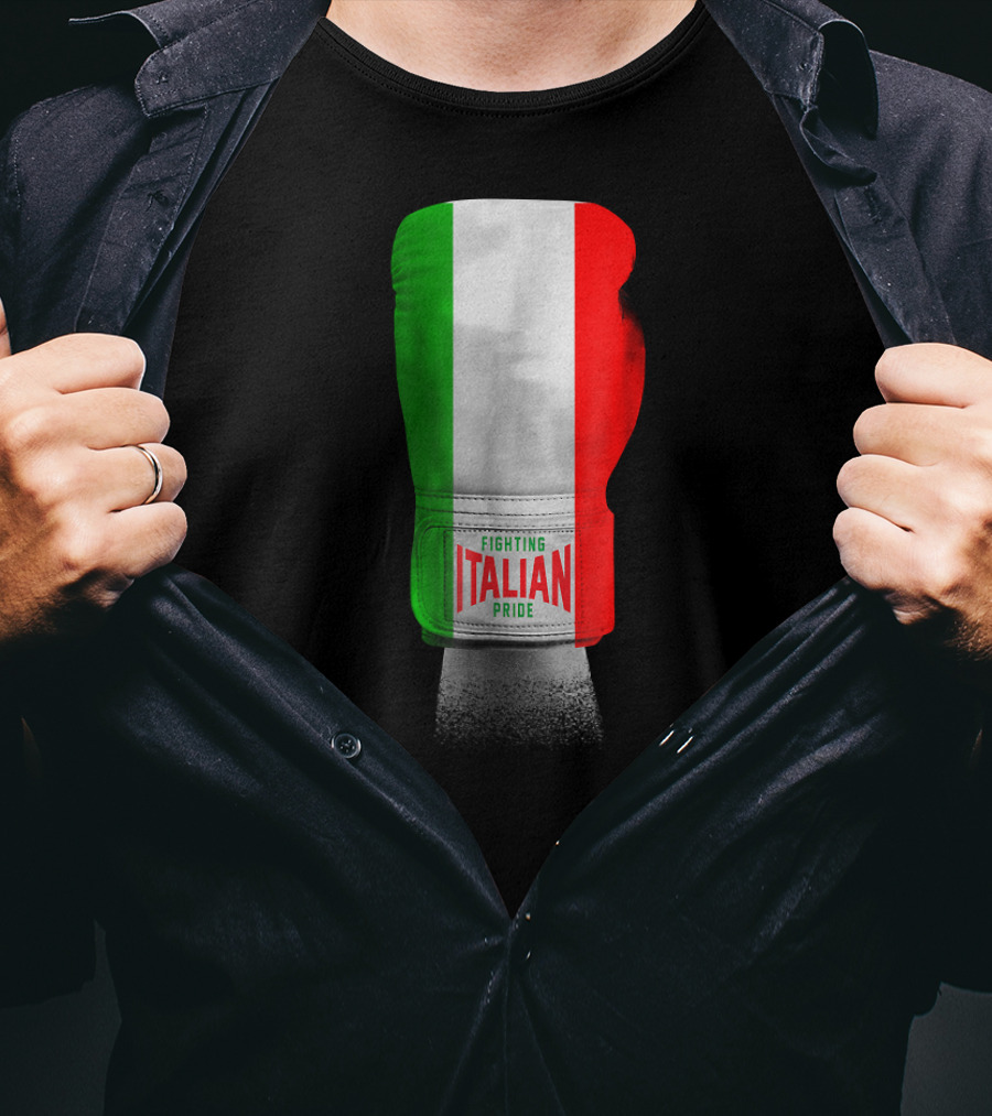 Vintage Italian Flag Boxing Gloves Fighting Italian Pride T-Shirt