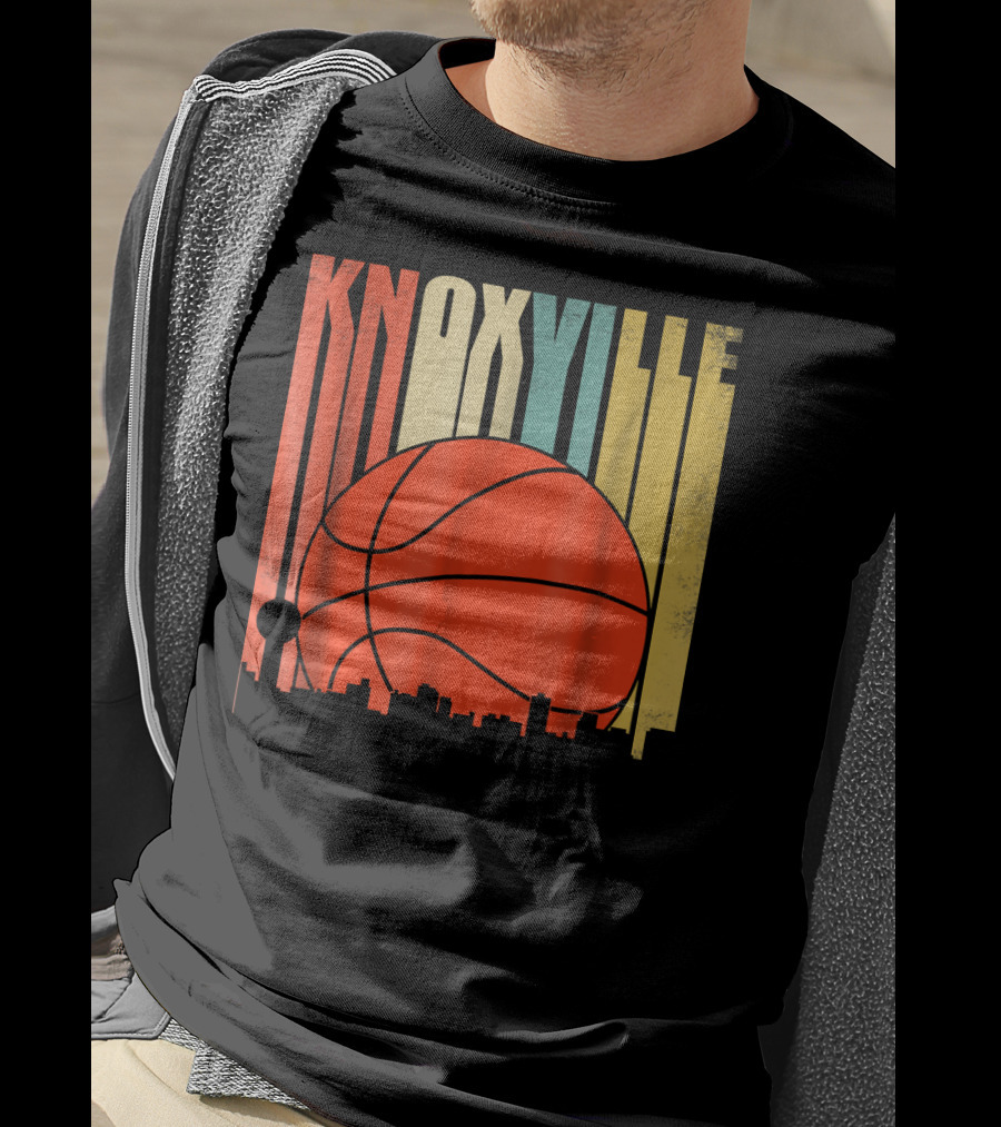 Knoxville Basketball Vintage Tennessee Skyline Sunset T-Shirt