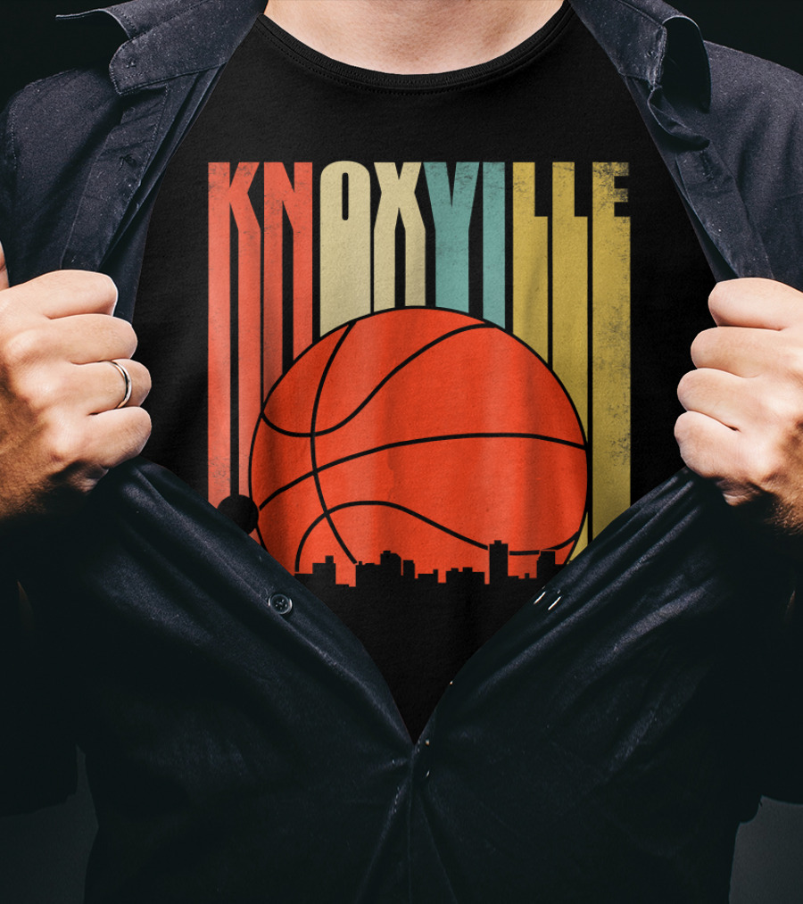 Knoxville Basketball Vintage Tennessee Skyline Sunset T-Shirt