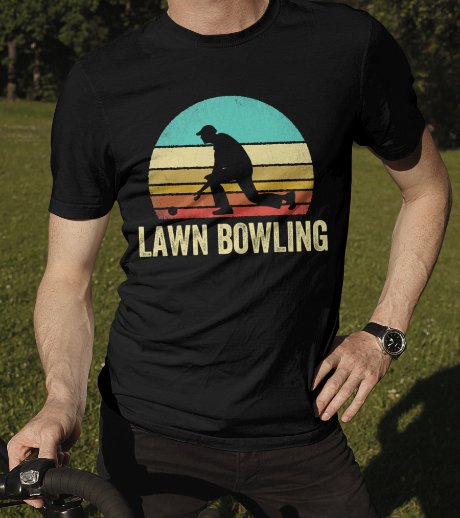 Vintage Lawn Bowling Silhouette At Sunset T-Shirt