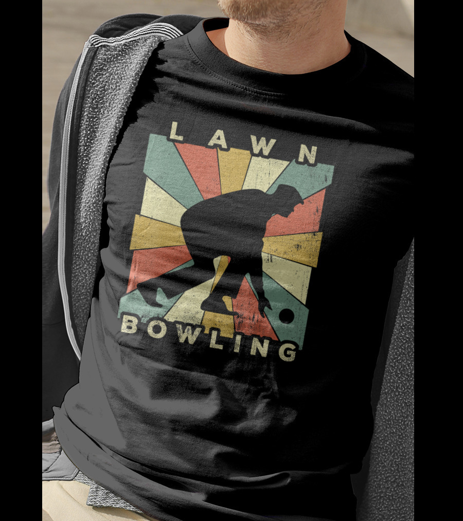 Lawn Bowling Vintage Retro Silhouette Burst T-Shirt