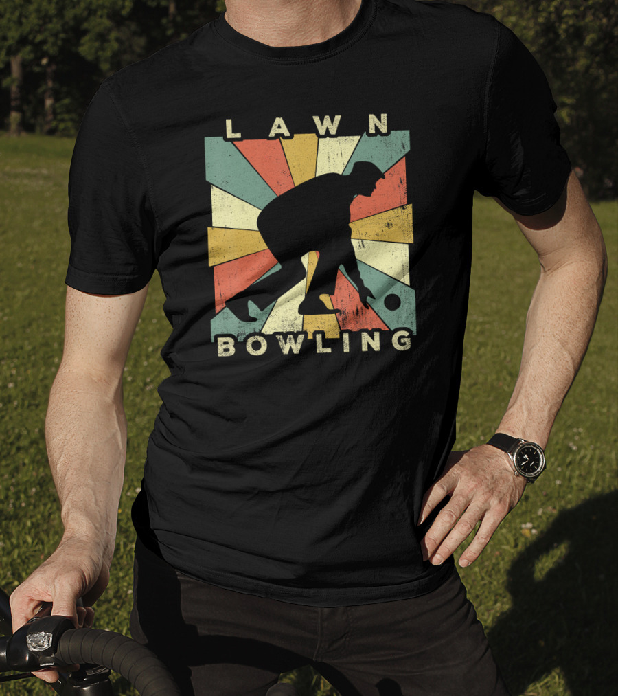 Lawn Bowling Vintage Retro Silhouette Burst T-Shirt