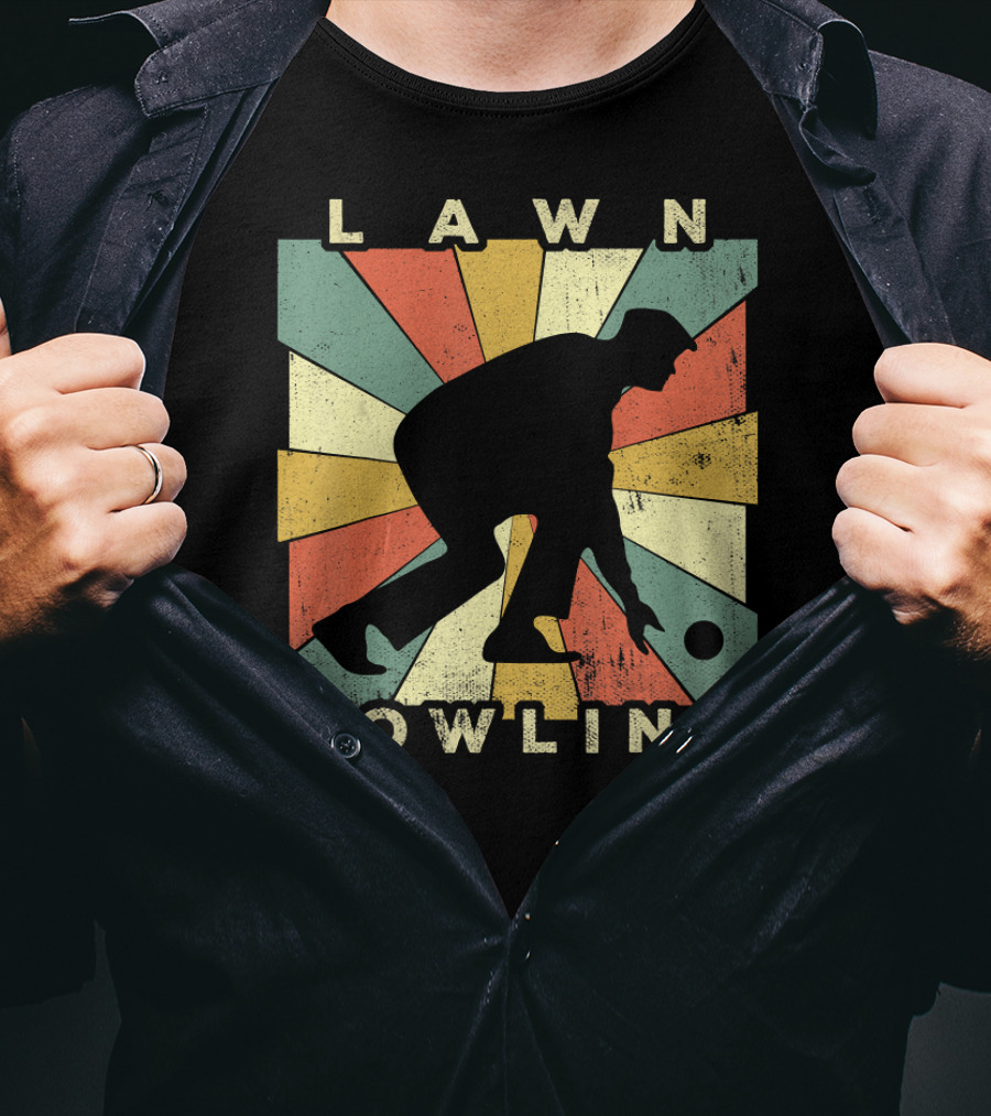 Lawn Bowling Vintage Retro Silhouette Burst T-Shirt