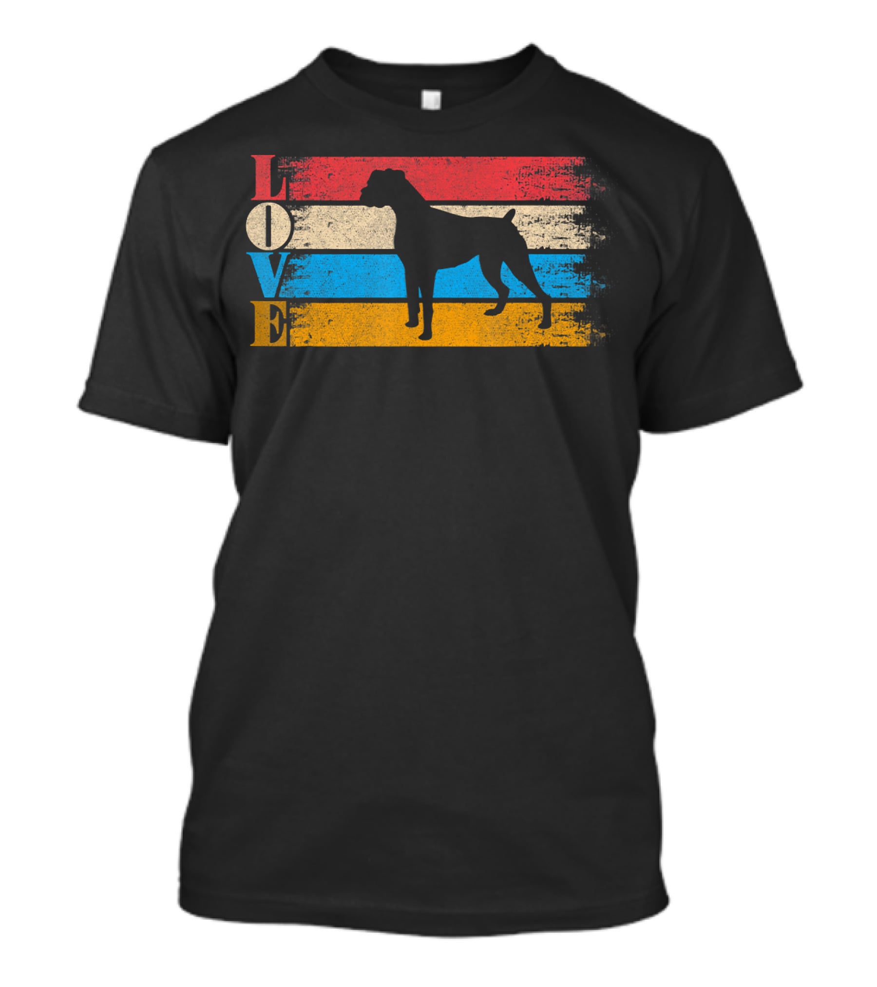 Love Boxer Dog Vintage Stripes T-Shirt