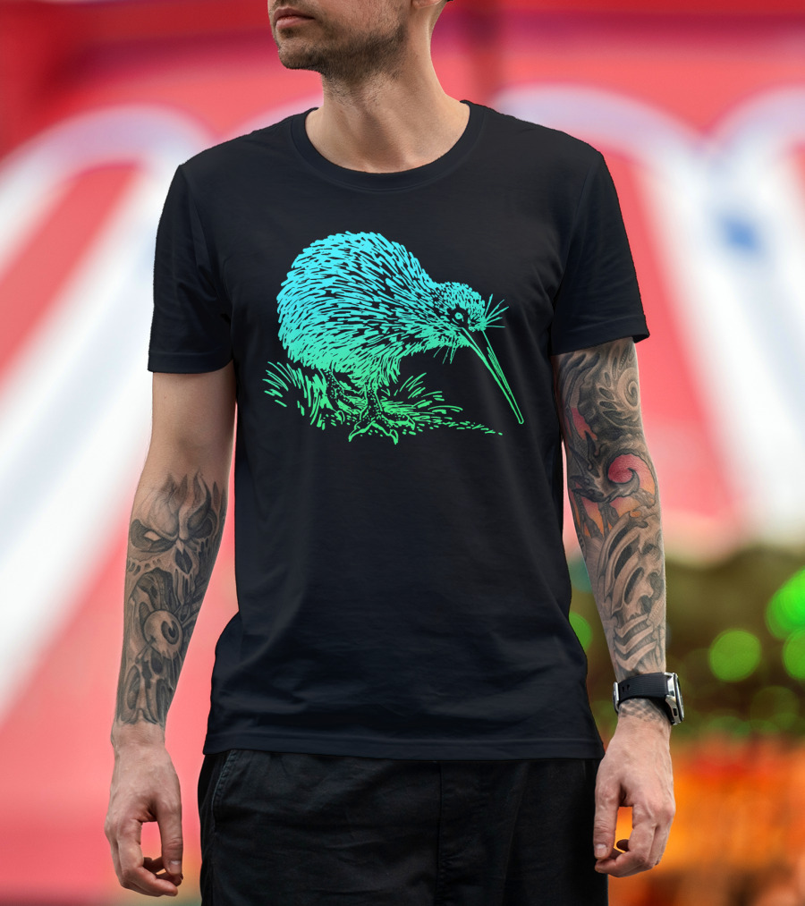 Vintage Neon Kiwi Bird Awesome Retro T-Shirt
