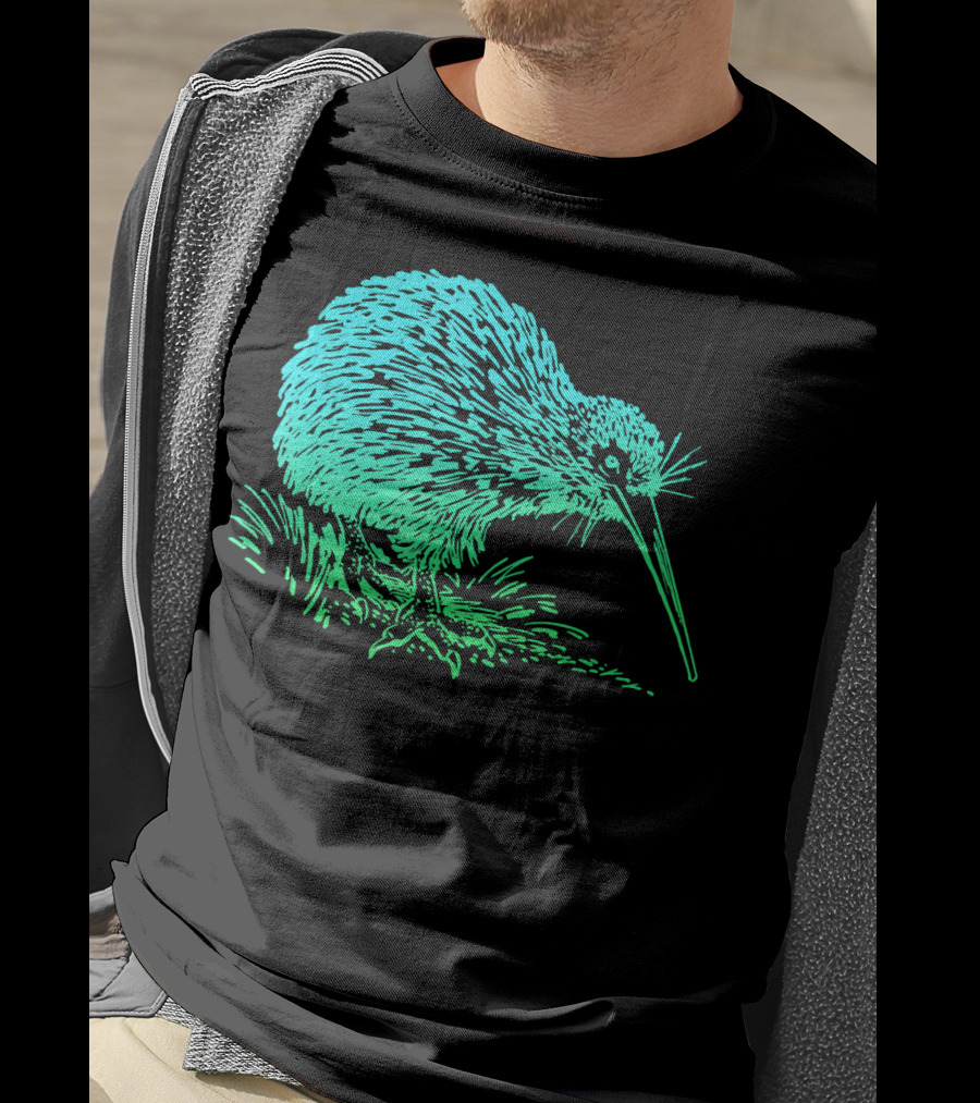 Vintage Neon Kiwi Bird Awesome Retro T-Shirt