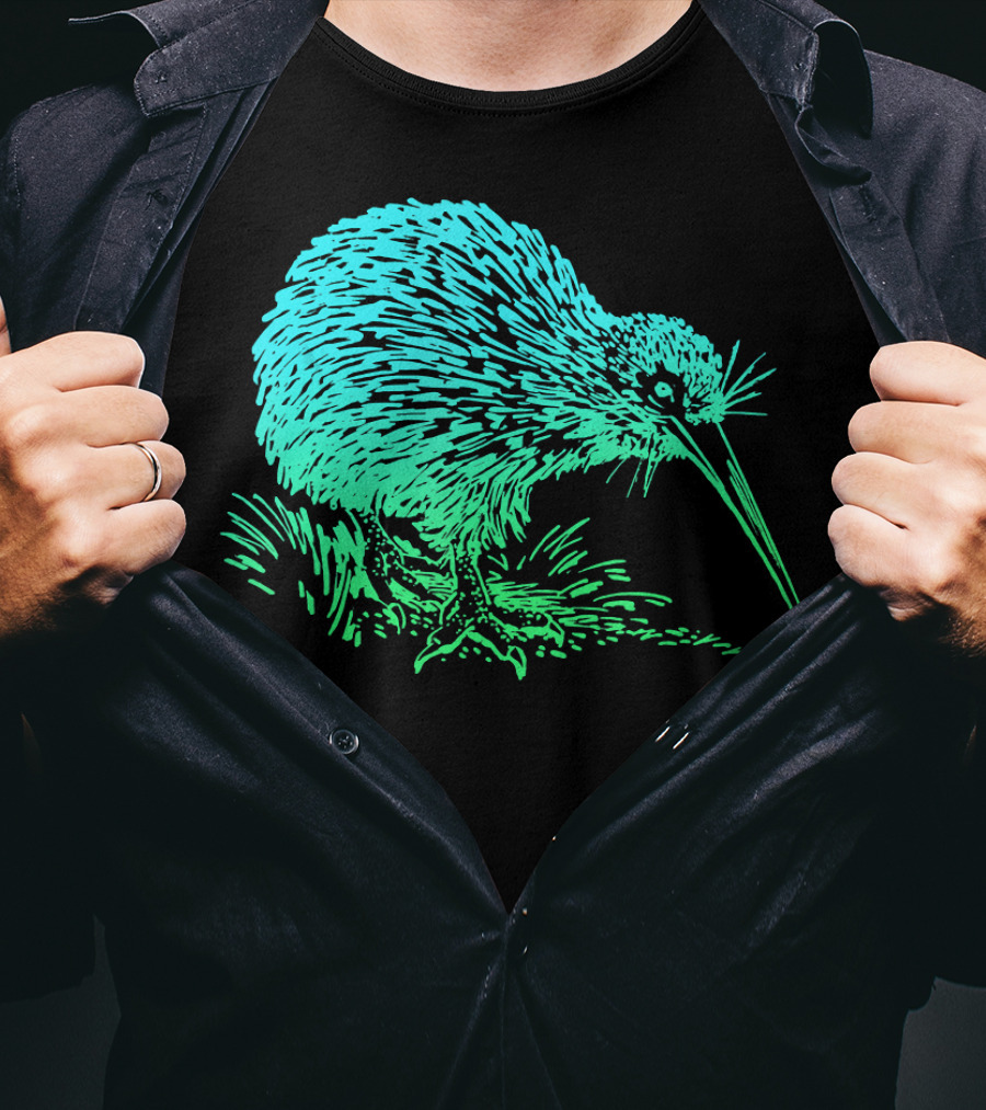 Vintage Neon Kiwi Bird Awesome Retro T-Shirt