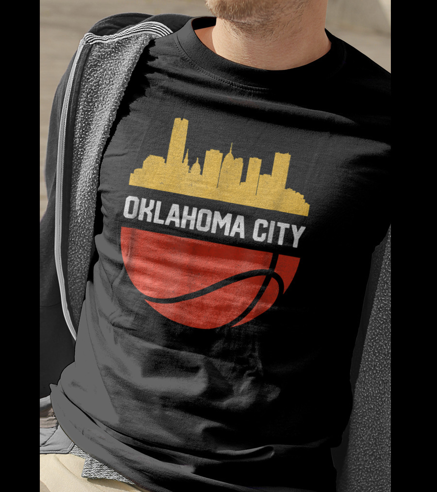 Oklahoma City Basketball Skyline Vintage T-Shirt