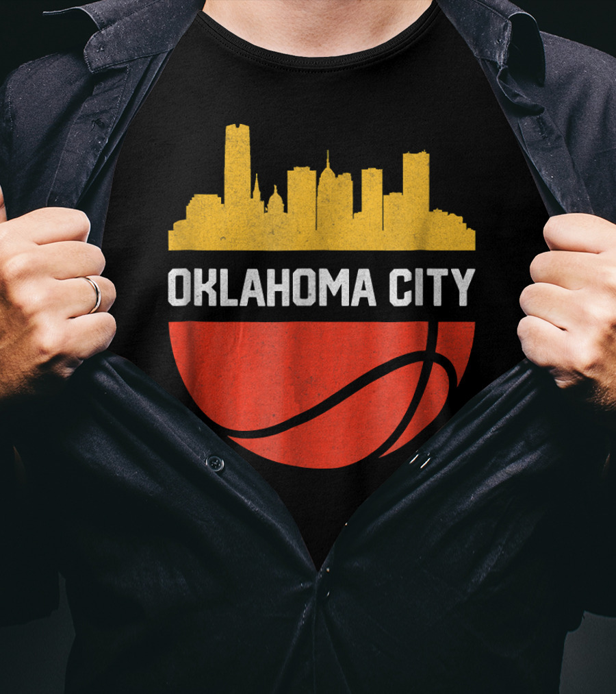 Oklahoma City Basketball Skyline Vintage T-Shirt