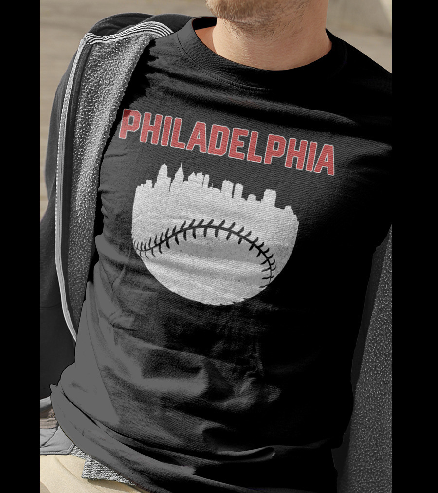 Philadelphia Cityscape Baseball T-Shirt