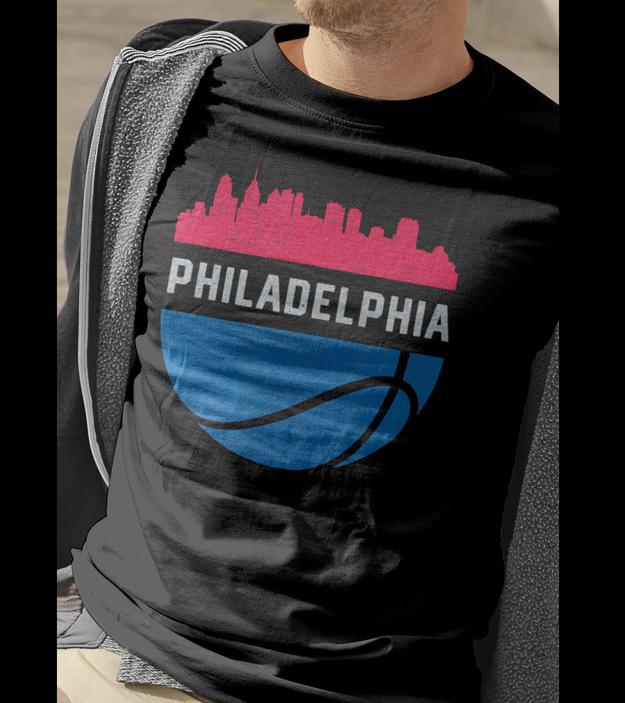 Philadelphia Cityscape Basketball T-Shirt