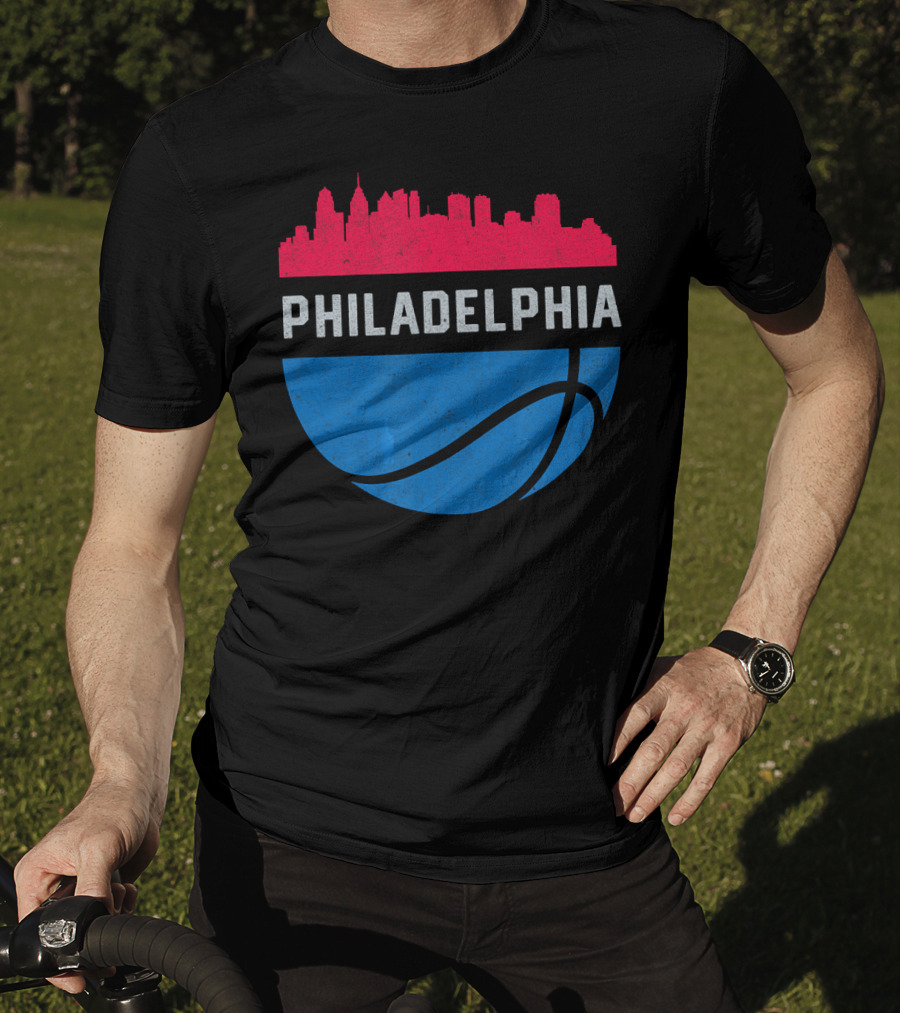 Philadelphia Cityscape Basketball T-Shirt