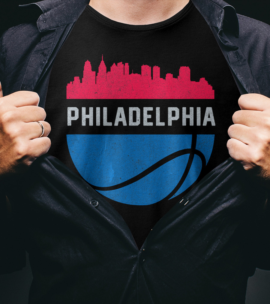 Philadelphia Cityscape Basketball T-Shirt